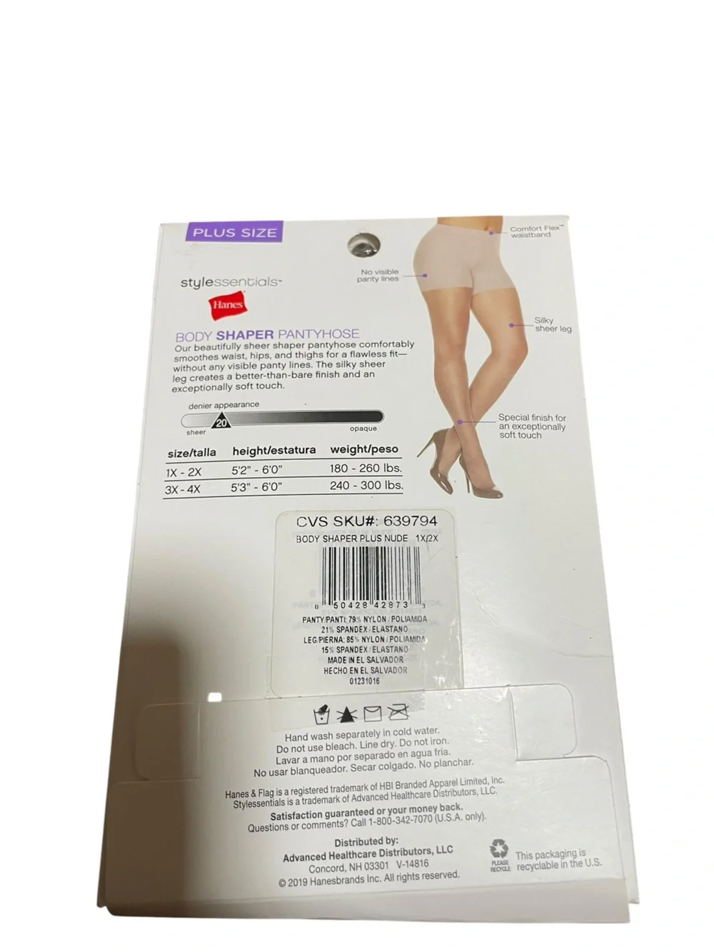 Hanes Nude Sheer Body Shaper Pantyhose size 1x